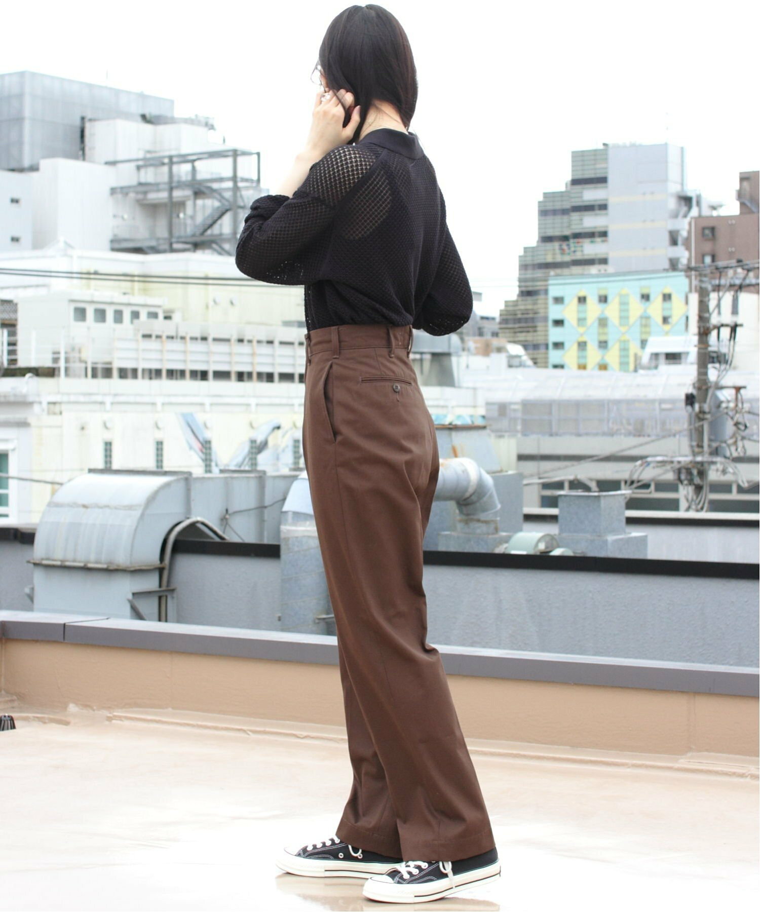 WASHED HIGH WAIST CHINO